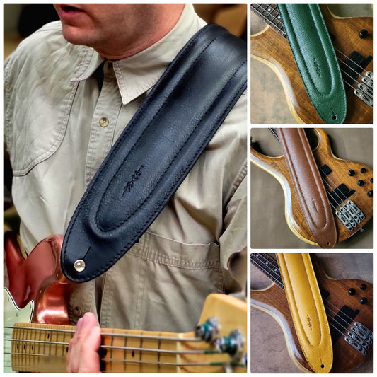 BS68 4" Surfboard Bass Guitar Strap - Natural Leather