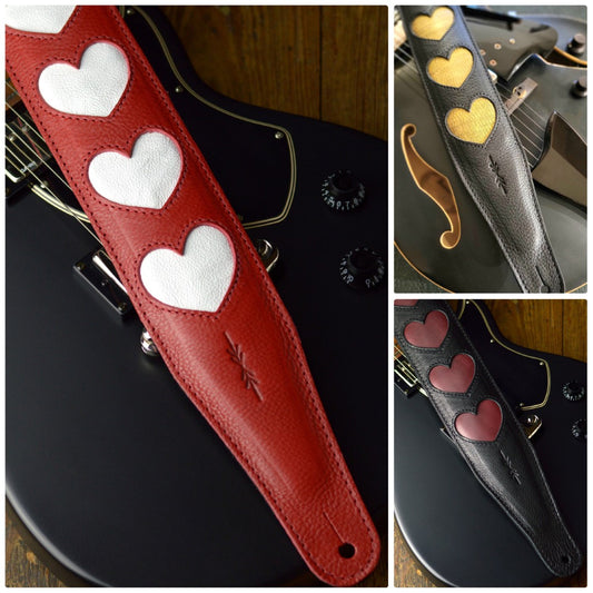 GS97 Leather Guitar Strap With Hearts
