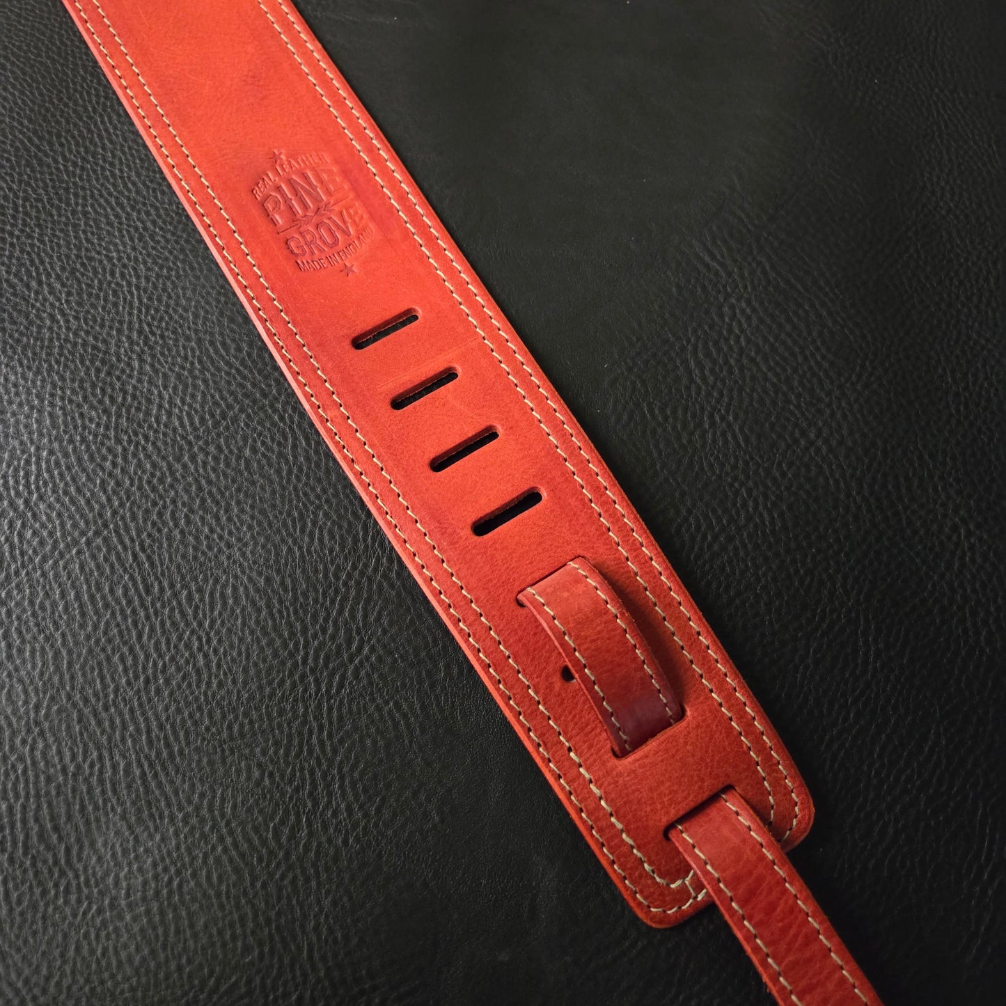 BS53 Leather Guitar Strap - old stock - red