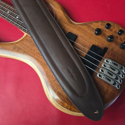 BS68 Brown 4" Leather Bass Strap - B-stock