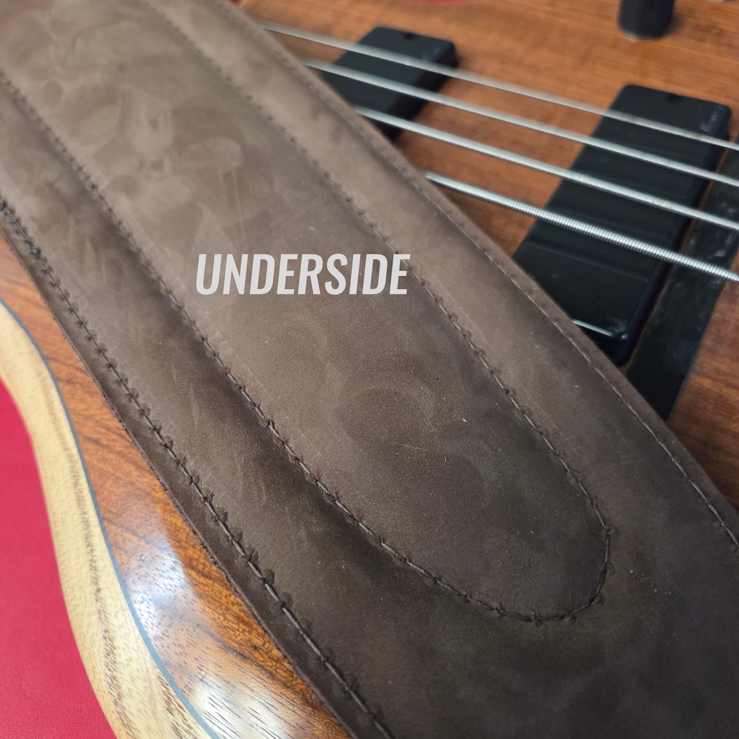 BS68 Brown 4" Leather Bass Strap - B-stock