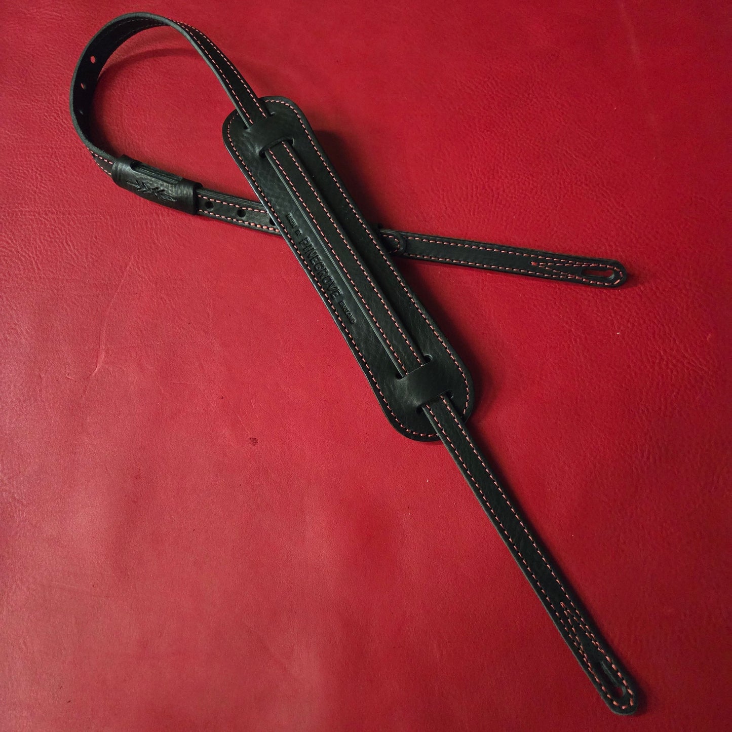 GS24 Black Leather Rockabilly Guitar Strap - B-stock