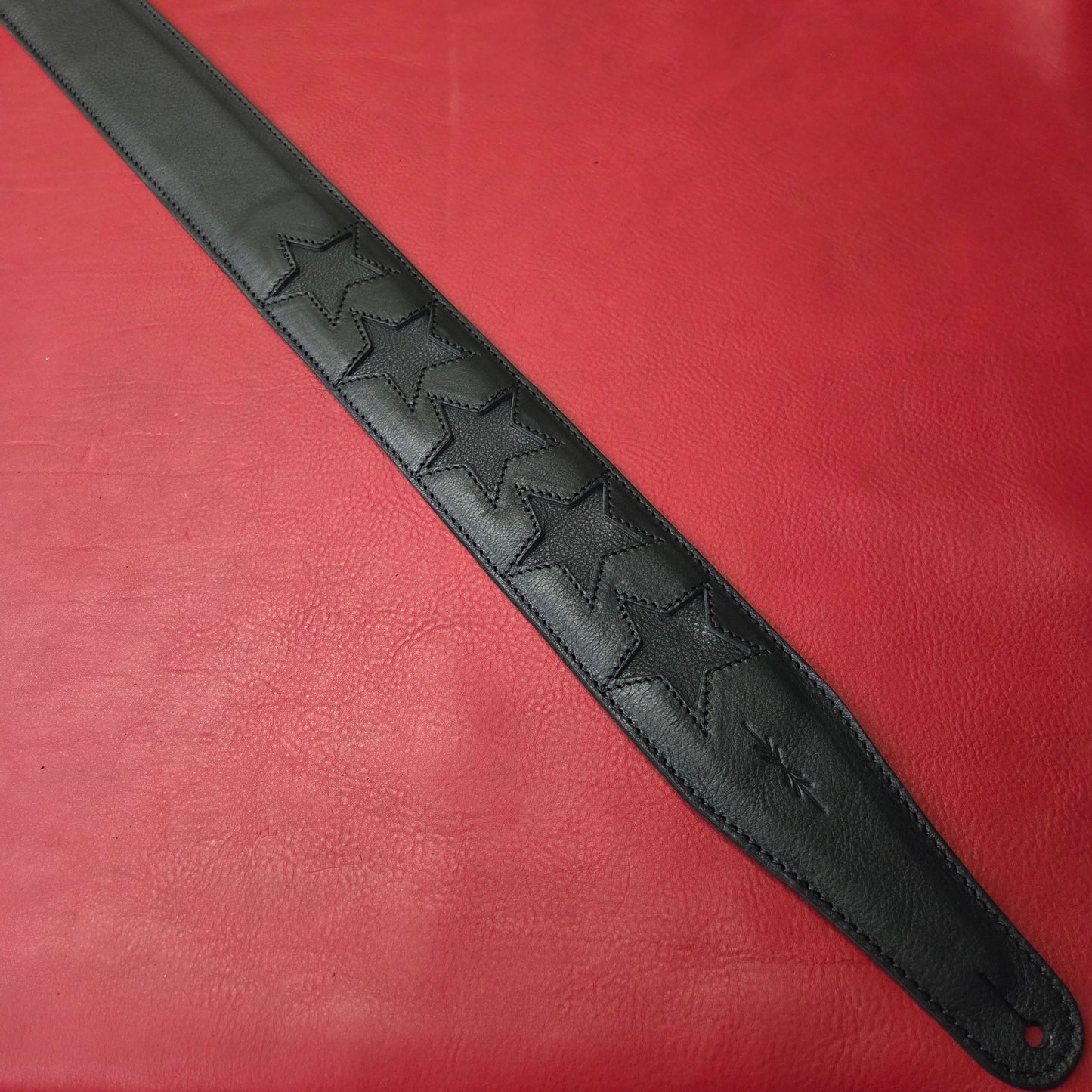 GS96 Black Leather Guitar Strap - Fixed length