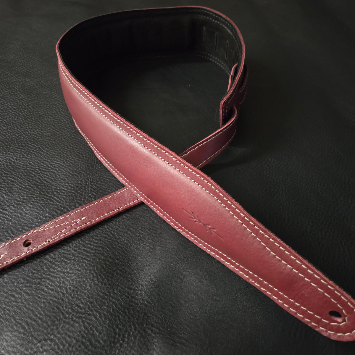 BS63 Wine Red Leather Guitar Strap - B-stock