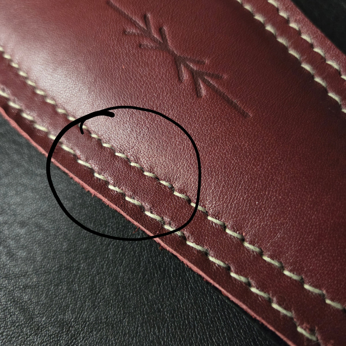 BS63 Wine Red Leather Guitar Strap - B-stock