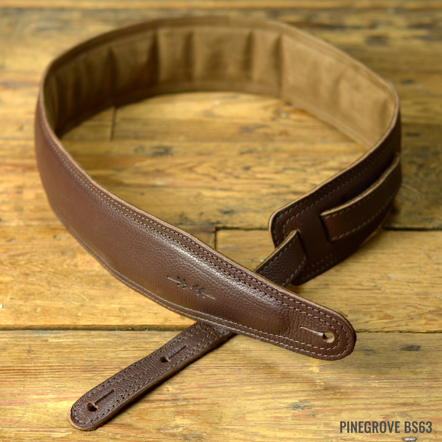BS63 Wide Padded Guitar Strap - Natural Leather