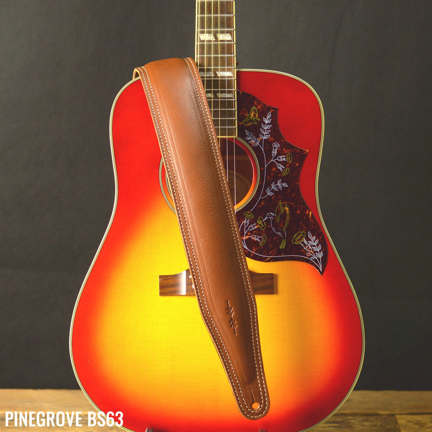 BS63 Wide Padded Guitar Strap - Natural Leather