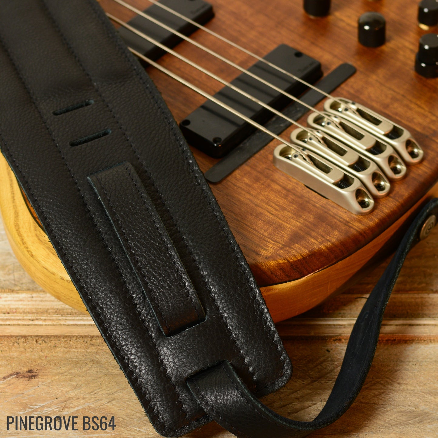 BS64 4"/100mm Bass Guitar Strap -  Natural Leather