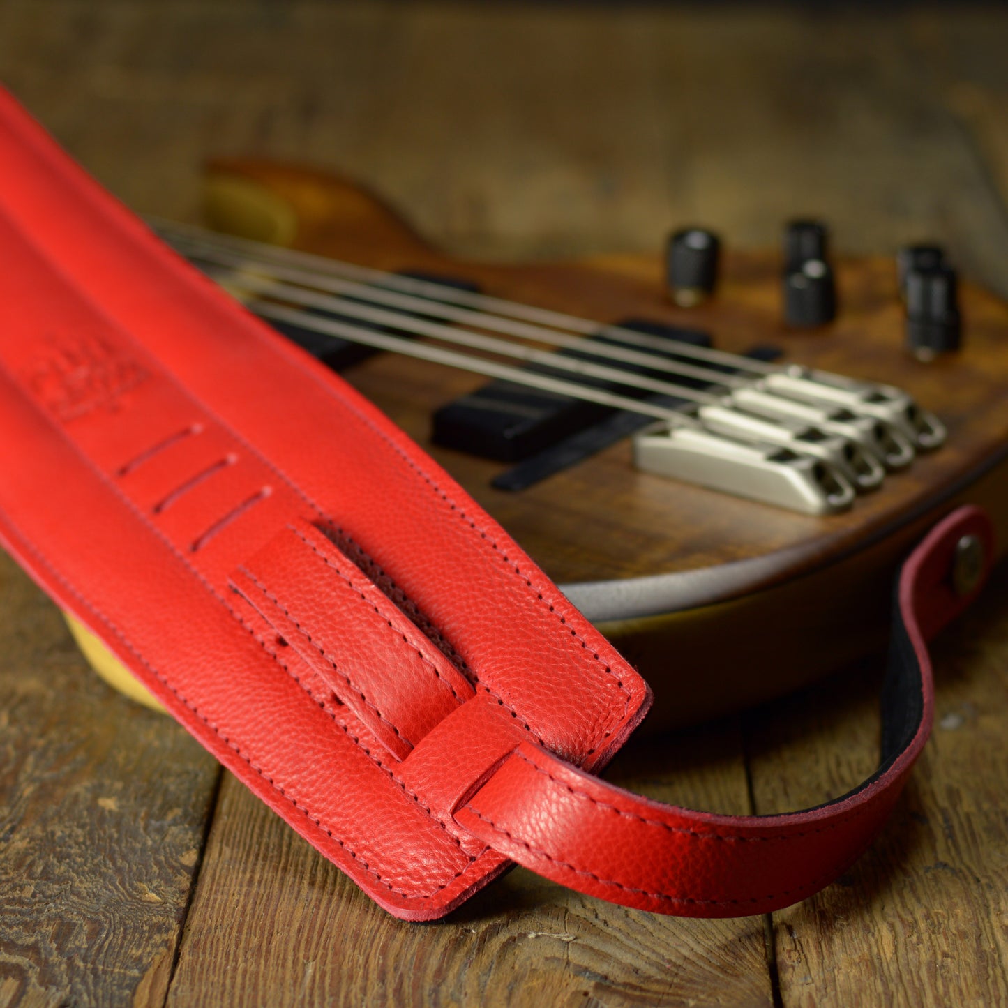 BS64 4"/100mm Bass Guitar Strap -  Natural Leather