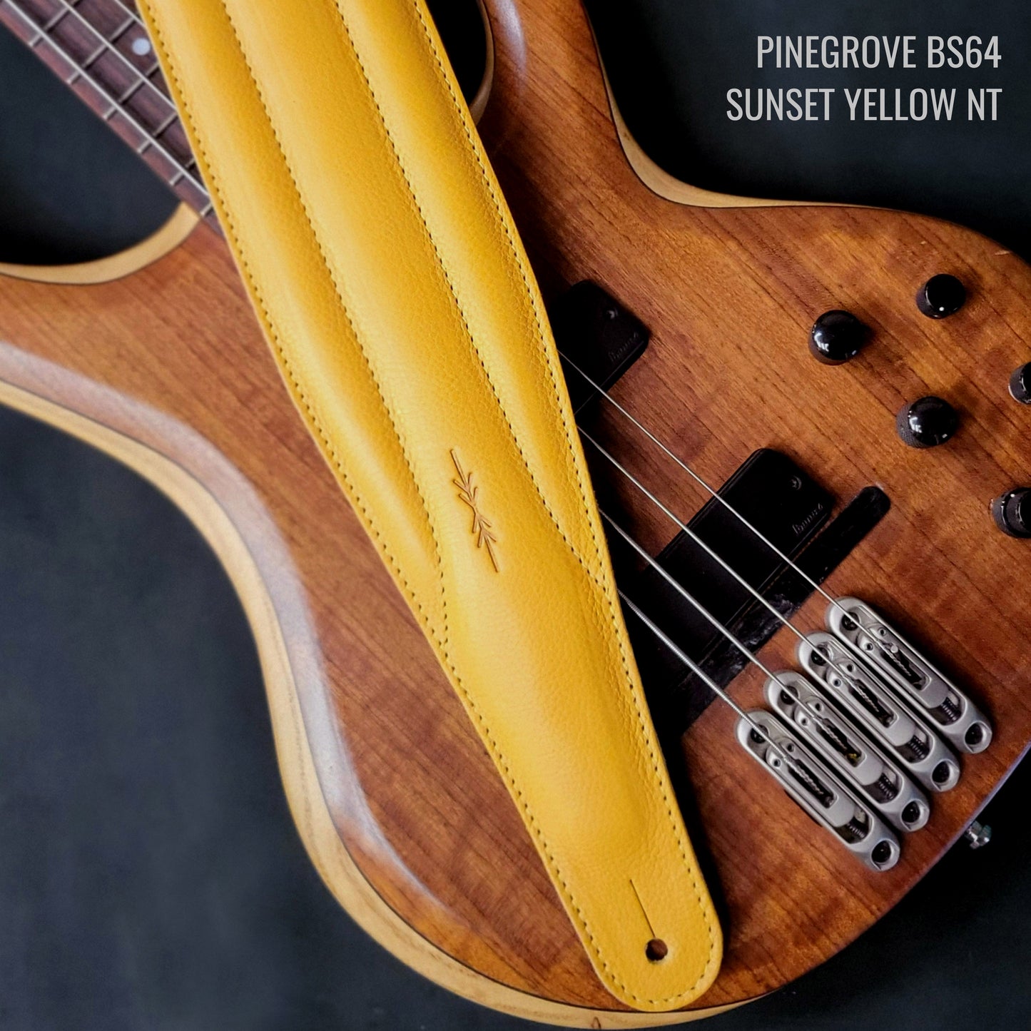 BS64 4"/100mm Bass Guitar Strap -  Natural Leather
