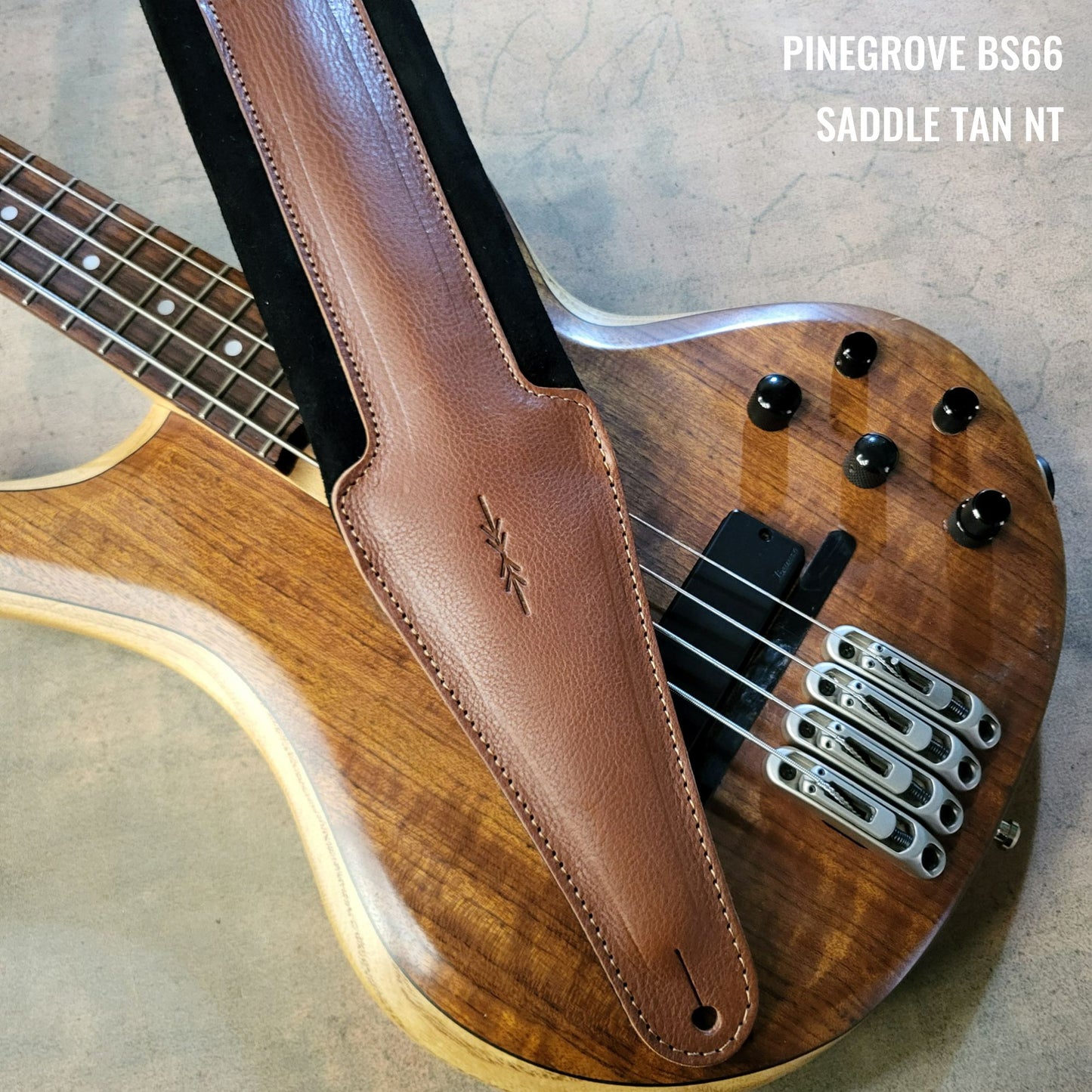 BS66 Deluxe Bass Guitar Strap - Natural Leather