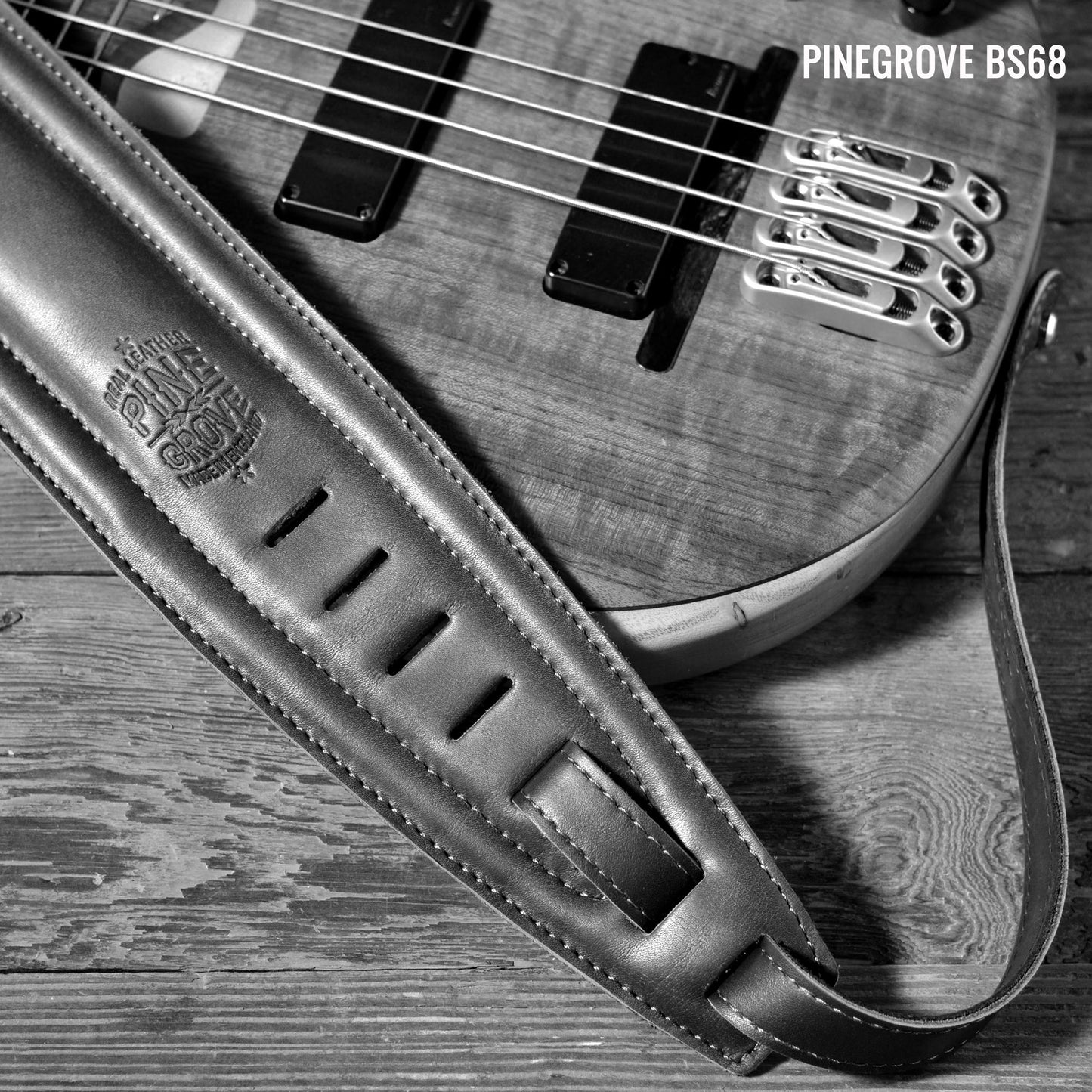 BS68 4" Surfboard Bass Guitar Strap - Natural Leather