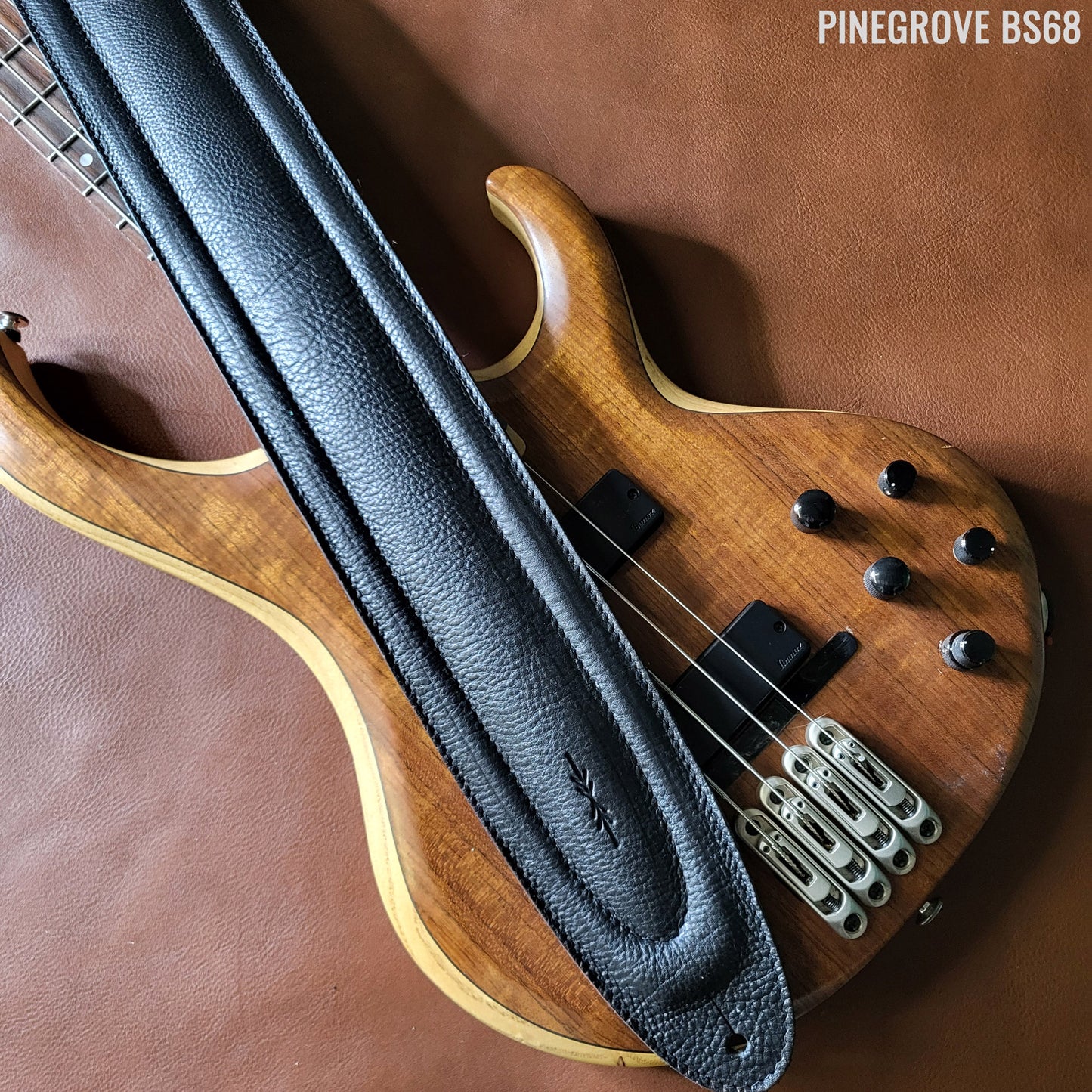 BS68 4" Surfboard Bass Guitar Strap - Natural Leather