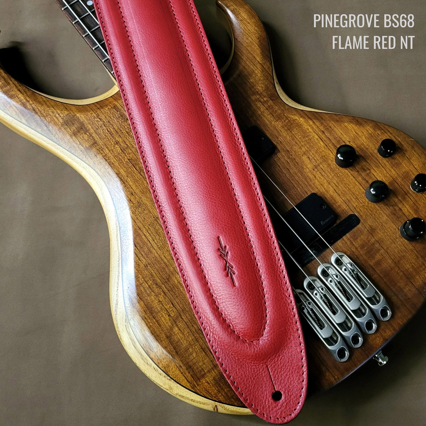 BS68 4" Surfboard Bass Guitar Strap - Natural Leather