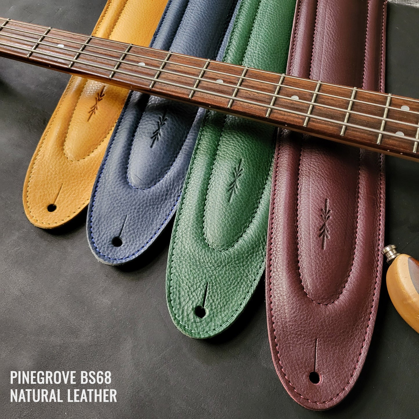 BS68 4" Surfboard Bass Guitar Strap - Natural Leather