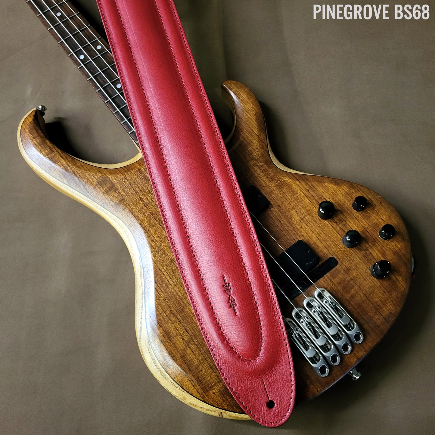 BS68 4" Surfboard Bass Guitar Strap - Natural Leather