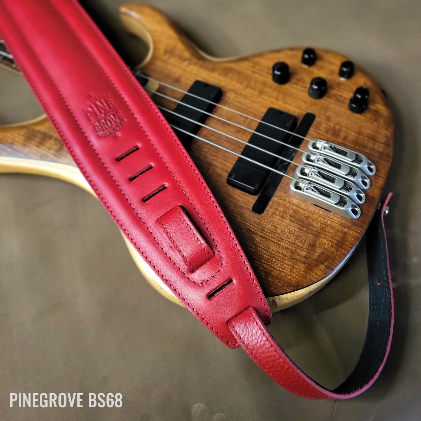 BS68 4" Surfboard Bass Guitar Strap - Natural Leather