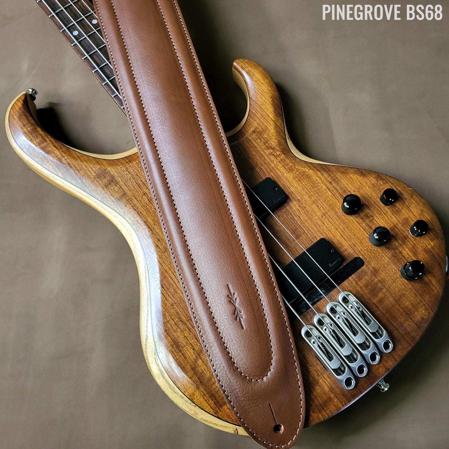 BS68 4" Surfboard Bass Guitar Strap - Natural Leather