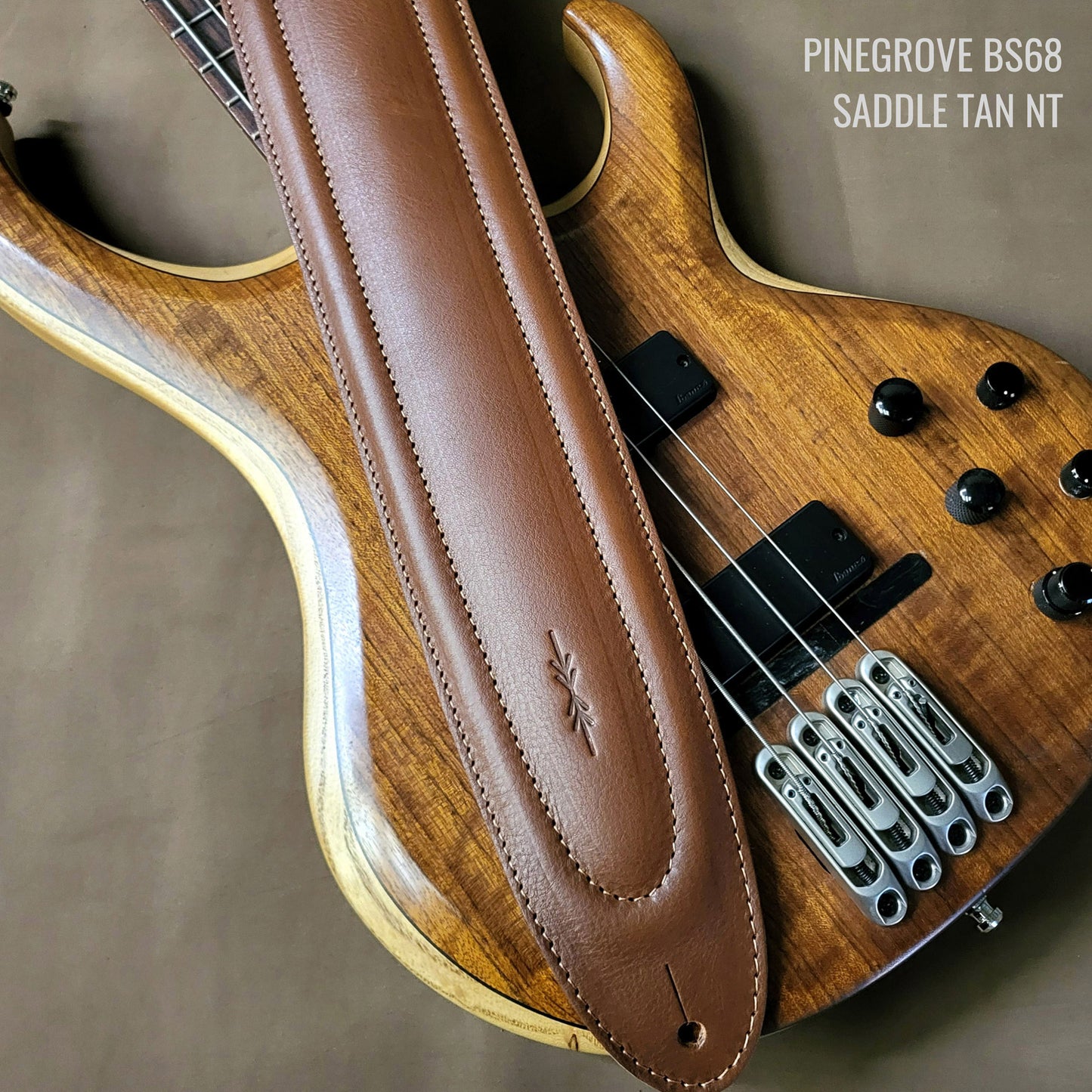 BS68 4" Surfboard Bass Guitar Strap - Natural Leather