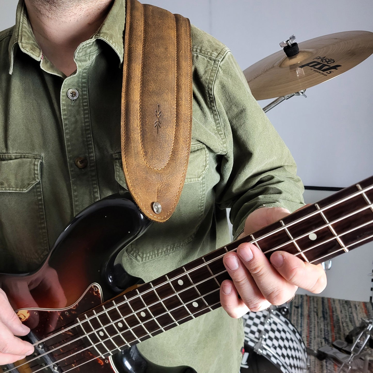 BS68 4" Surfboard Bass Guitar Strap - Smooth Leather