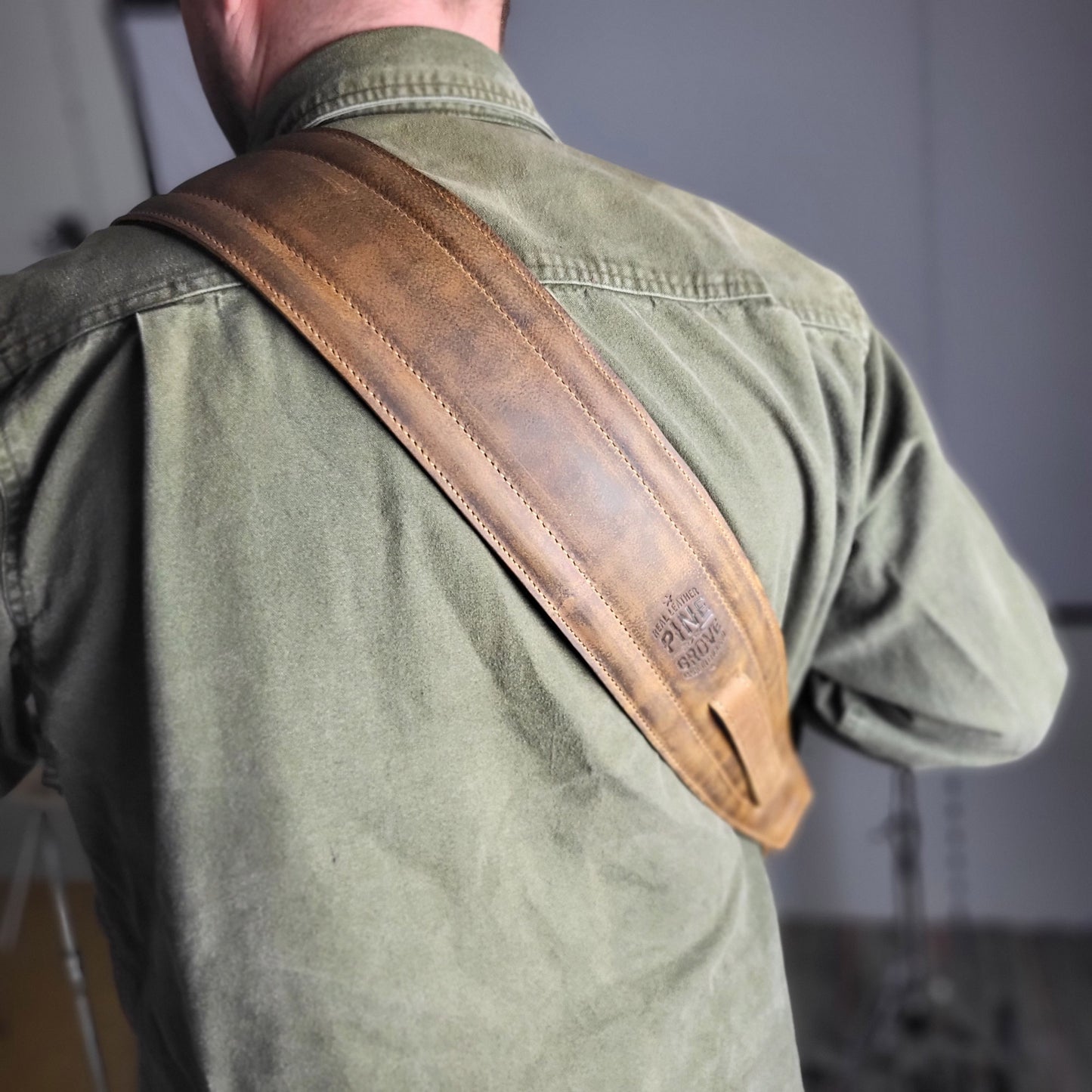 BS68 4" Surfboard Bass Guitar Strap - Natural Leather