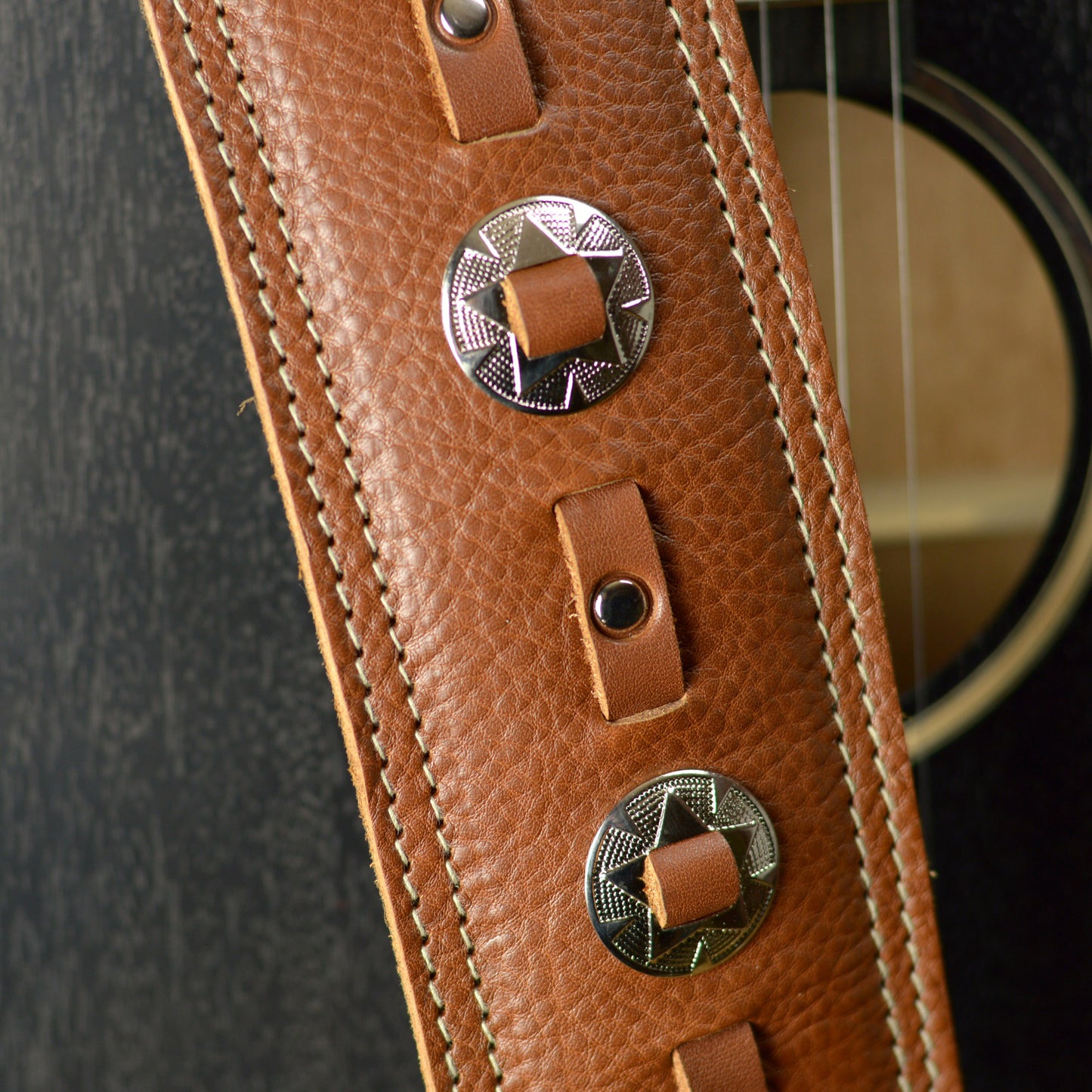 BS73 Western Guitar Strap - Silver Conchos