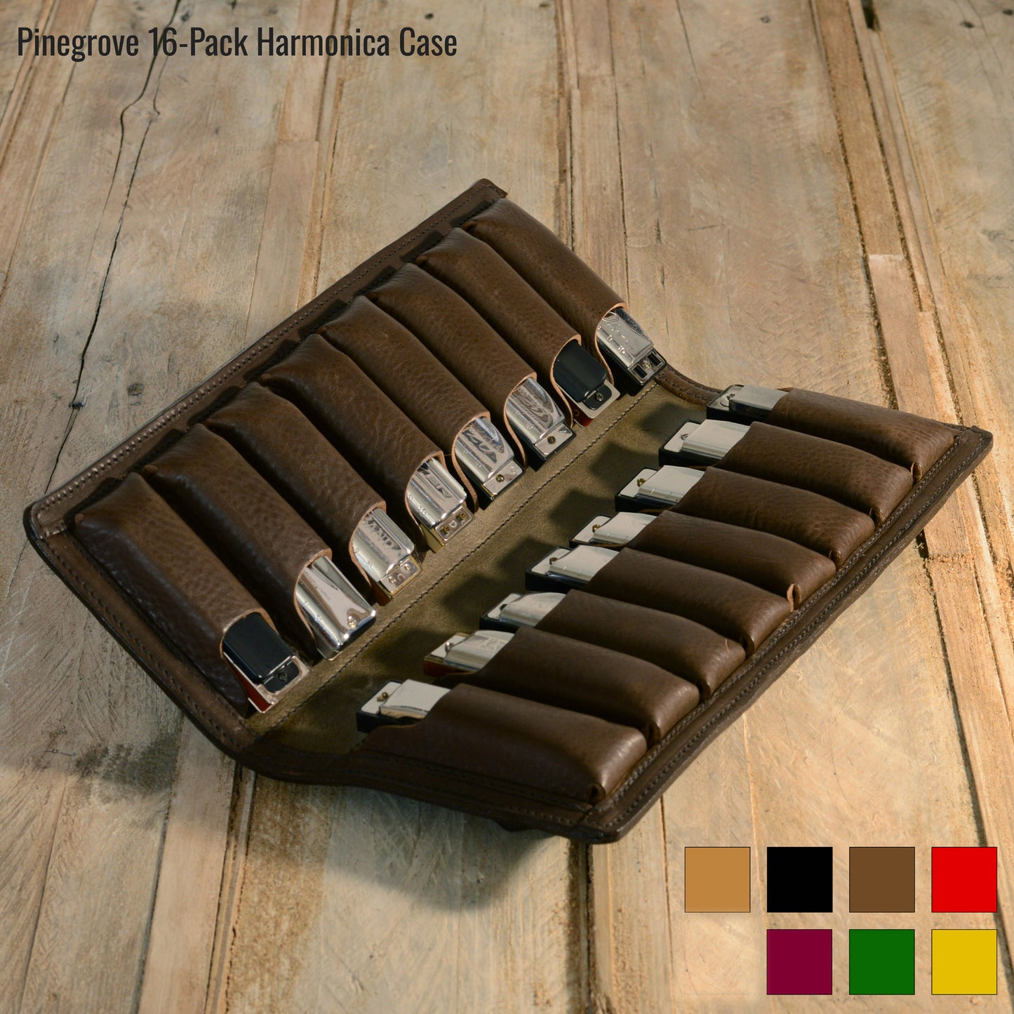 16-Pack Leather Harmonica Case