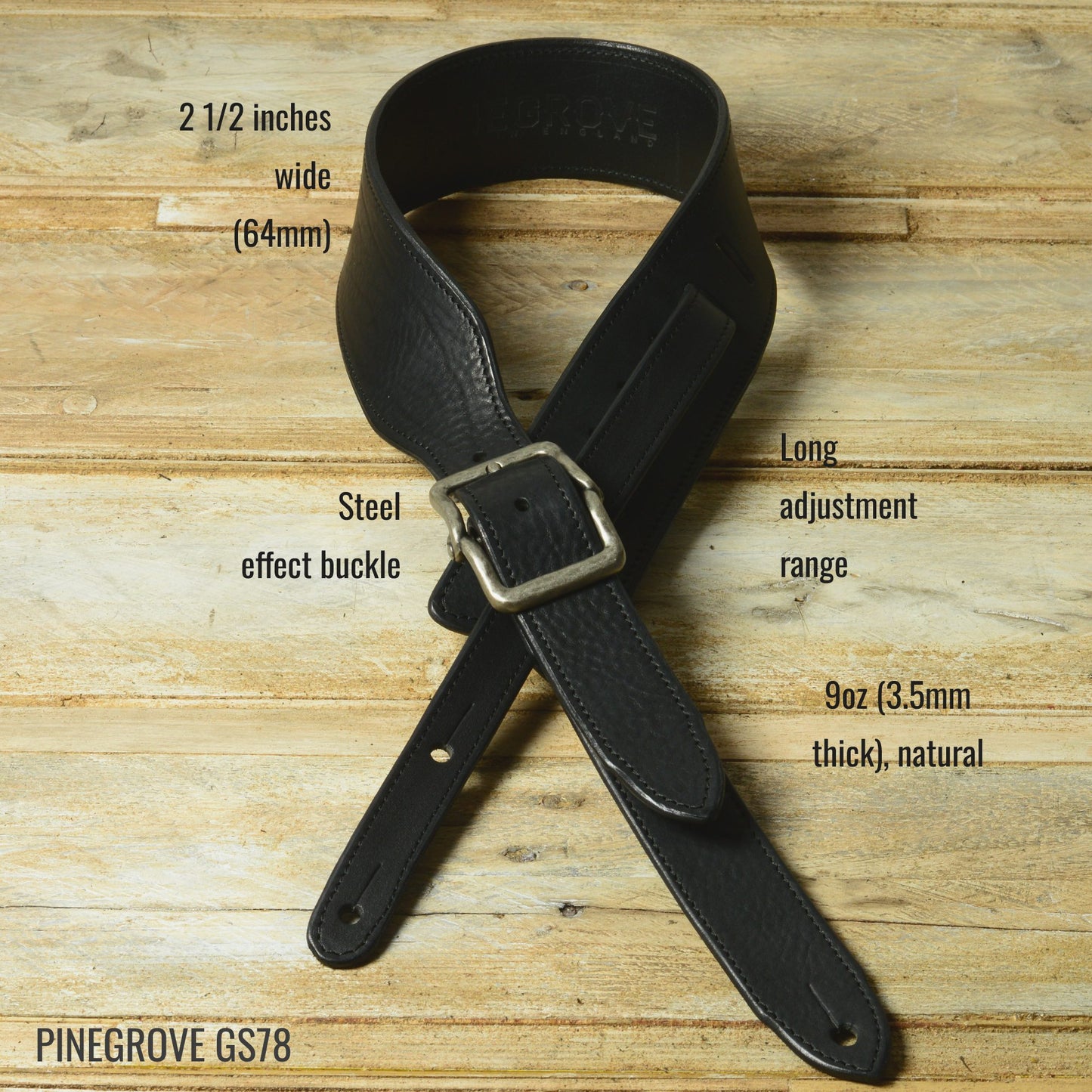 GS78 Leather Guitar Strap With Twister Buckle