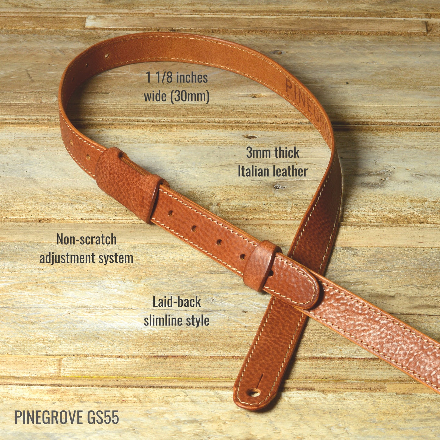 GS55 Slim Leather Guitar Strap
