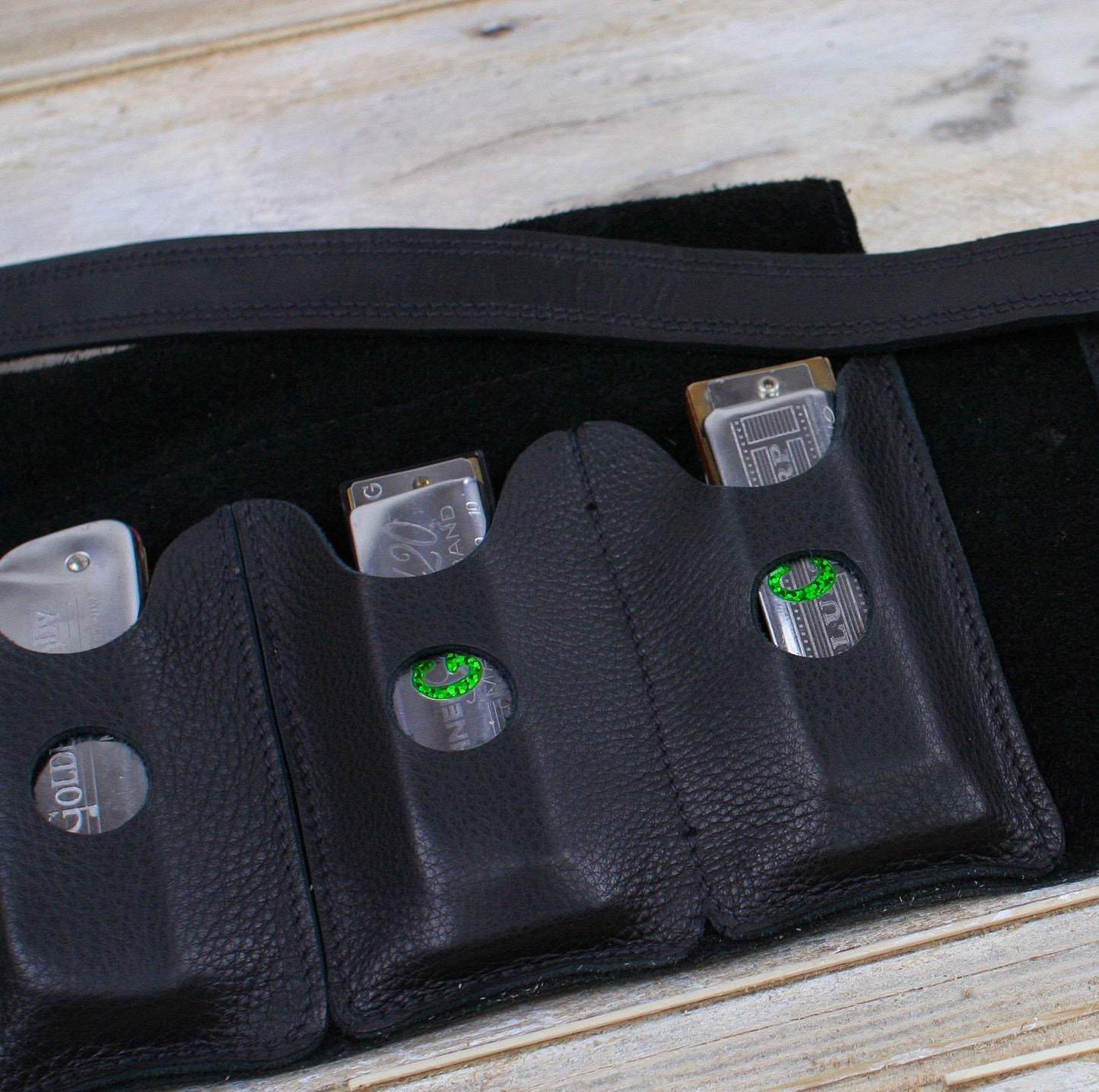 Straight-8 Leather Harmonica Belt & Case