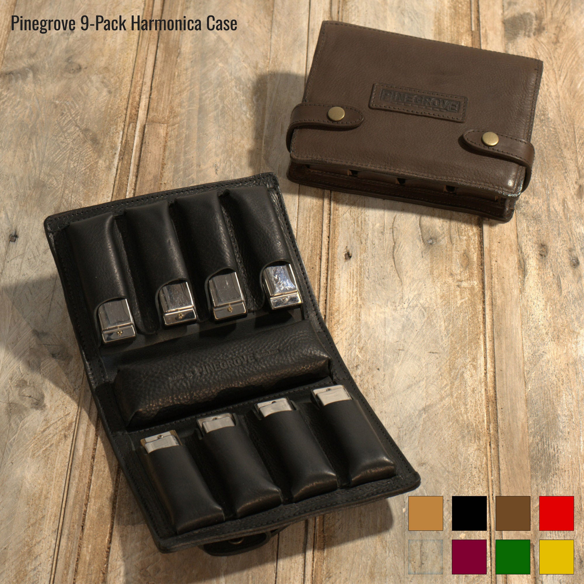 9-Pack Leather Harmonica Case – Pinegrove Leather