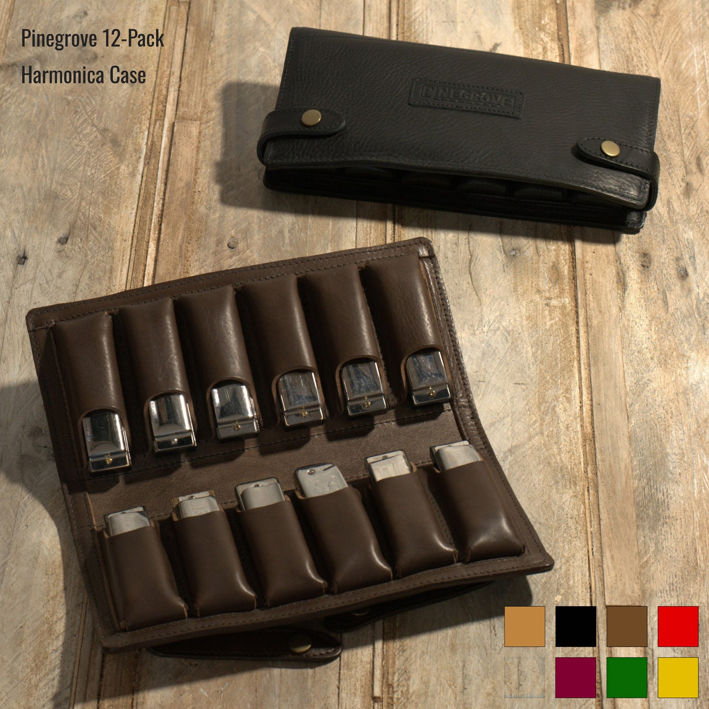 12-Pack Leather Harmonica Case